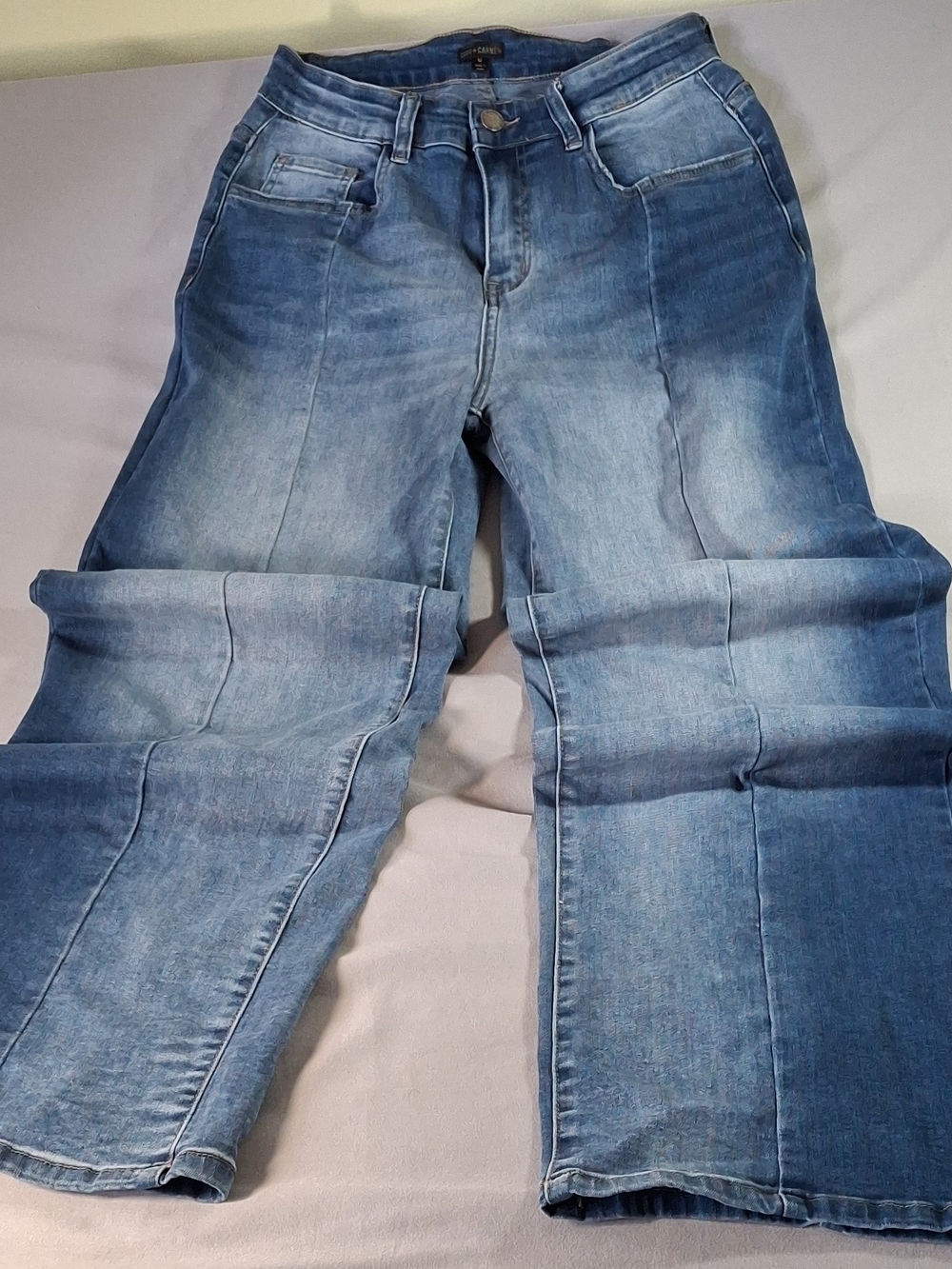 Coco + Carmen Wide Leg High Rise Seam Front Jeans Medium Blue Wash Sz M